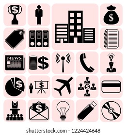 Set of 22 business icons, symbols or pictograms. Collection. Amazing desing. Vector Illustration.