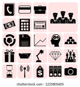 Set of 22 business icons, symbols or pictograms. Collection. Flat design. Vector Illustration.