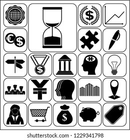 Set of 22 business icons or symbols. Collection. Flat design. Vector Illustration.