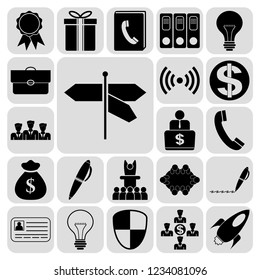 Set of 22 business icons, symbols or pictograms. Collection. Flat design. Vector Illustration.