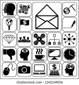 Set of 22 business icons, symbols or pictograms. Collection. Amazing desing. Vector Illustration.