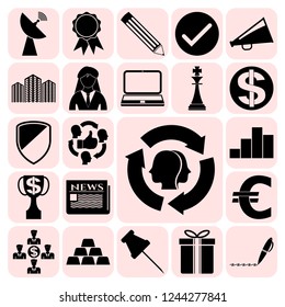 Set of 22 business icons, symbols or pictograms. Collection. Flat design. Vector Illustration.
