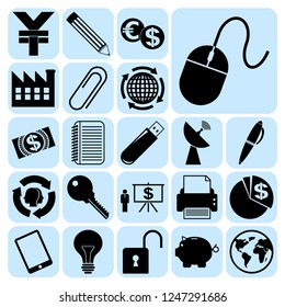 Set of 22 business icons, symbols or pictograms. Collection. Detailed design. Vector Illustration.