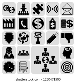 Set of 22 business icons, symbols or pictograms. Collection. Detailed design. Vector Illustration.