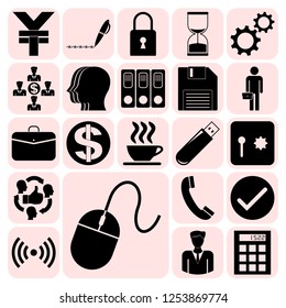 Set of 22 business icons, symbols or pictograms. Collection. Detailed design. Vector Illustration.