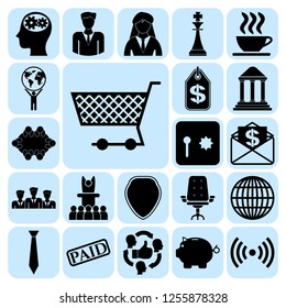Set of 22 business icons, symbols or pictograms. Collection. Flat design. Vector Illustration.