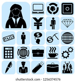 Set of 22 business icons, symbols or pictograms. Collection. Detailed design. Vector Illustration.