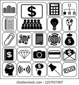 Set of 22 business icons or symbols. Collection. Detailed design. Vector Illustration.