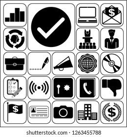 Set of 22 business icons, symbols or pictograms. Collection. Flat design. Vector Illustration.