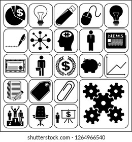 Set of 22 business icons, symbols or pictograms. Collection. Amazing desing. Vector Illustration.