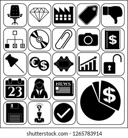 Set of 22 business icons, symbols or pictograms. Collection. Amazing desing. Vector Illustration.
