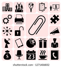 Set of 22 business icons, symbols or pictograms. Collection. Flat design. Vector Illustration.