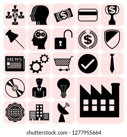 Set of 22 business icons, symbols or pictograms. Collection. Detailed design. Vector Illustration.