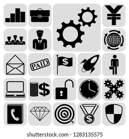 Set of 22 business icons, symbols or pictograms. Collection. Detailed design. Vector Illustration.