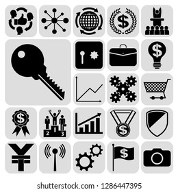 Set of 22 business icons, symbols or pictograms. Collection. Flat design. Vector Illustration.