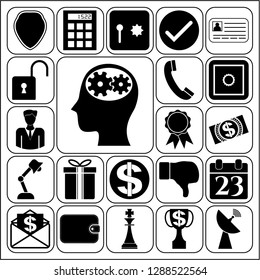 Set of 22 business icons or symbols. Collection. Detailed design. Vector Illustration.