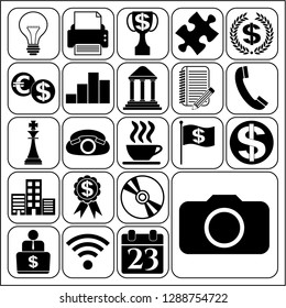 Set of 22 business icons, symbols or pictograms. Collection. Flat design. Vector Illustration.