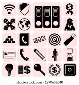 Set of 22 business icons or symbols. Collection. Detailed design. Vector Illustration.