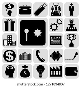 Set of 22 business icons or symbols. Collection. Flat design. Vector Illustration.