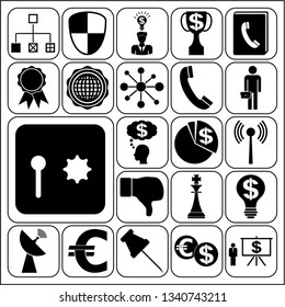 Set of 22 business icons, symbols or pictograms. Collection. Flat design. Vector Illustration.