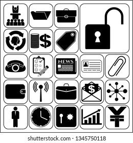 Set of 22 business icons, symbols or pictograms. Collection. Detailed design. Vector Illustration.