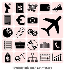 Set of 22 business icons or symbols. Collection. Detailed design. Vector Illustration.