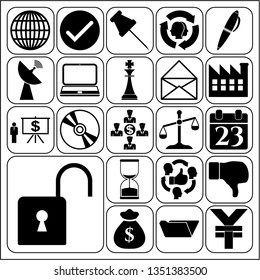 Set of 22 business icons, symbols or pictograms. Collection. Amazing desing. Vector Illustration.