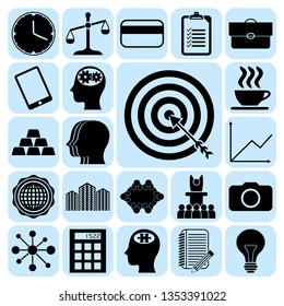Set of 22 business icons, symbols or pictograms. Collection. Detailed design. Vector Illustration.