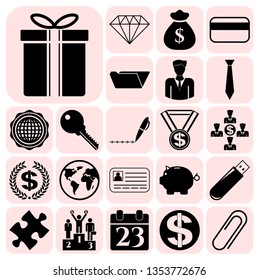 Set of 22 business icons, symbols or pictograms. Collection. Amazing desing. Vector Illustration.