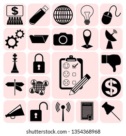 Set of 22 business icons, symbols or pictograms. Collection. Detailed design. Vector Illustration.