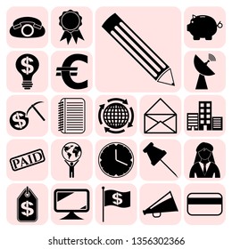 Set of 22 business icons or symbols. Collection. Amazing desing. Vector Illustration.