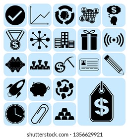 Set of 22 business icons, symbols or pictograms. Collection. Detailed design. Vector Illustration.