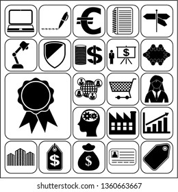 Set of 22 business icons, symbols or pictograms. Collection. Detailed design. Vector Illustration.