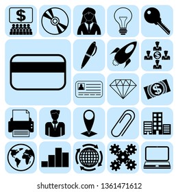 Set of 22 business icons or symbols. Collection. Flat design. Vector Illustration.