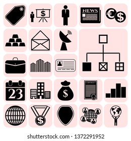 Set of 22 business icons, symbols or pictograms. Collection. Detailed design. Vector Illustration.