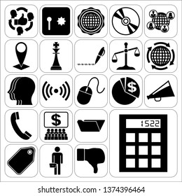 Set of 22 business icons or symbols. Collection. Detailed design. Vector Illustration.