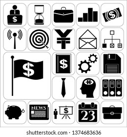 Set of 22 business icons, symbols or pictograms. Collection. Detailed design. Vector Illustration.