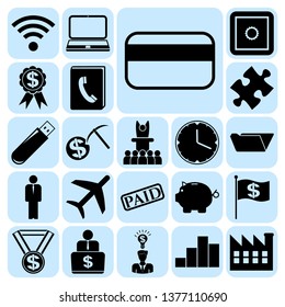 Set of 22 business icons or symbols. Collection. Detailed design. Vector Illustration.