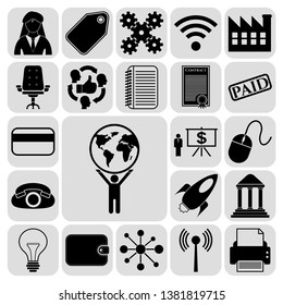 Set of 22 business icons or symbols. Collection. Detailed design. Vector Illustration.