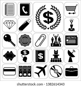 Set of 22 business icons, symbols or pictograms. Collection. Detailed design. Vector Illustration.