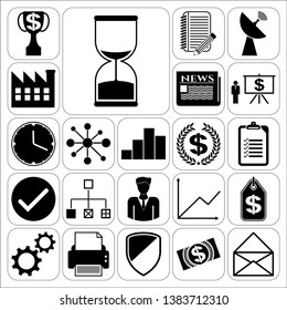 Set of 22 business icons or symbols. Collection. Detailed design. Vector Illustration.