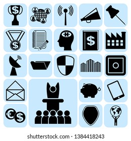 Set of 22 business icons, symbols or pictograms. Collection. Detailed design. Vector Illustration.