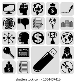 Set of 22 business icons, symbols or pictograms. Collection. Detailed design. Vector Illustration.