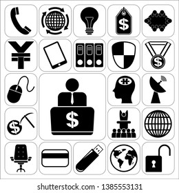 Set of 22 business icons, symbols or pictograms. Collection. Amazing desing. Vector Illustration.