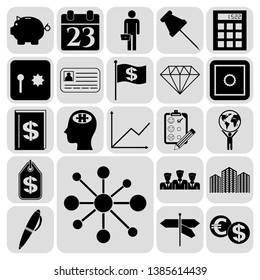 Set of 22 business icons or symbols. Collection. Detailed design. Vector Illustration.