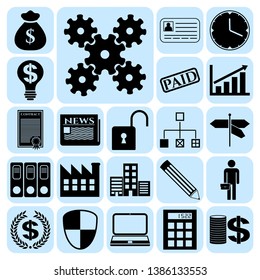 Set of 22 business icons or symbols. Collection. Flat design. Vector Illustration.