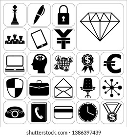 Set of 22 business icons, symbols or pictograms. Collection. Flat design. Vector Illustration.