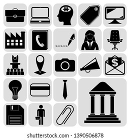 Set of 22 business icons or symbols. Collection. Detailed design. Vector Illustration.