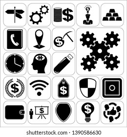 Set of 22 business icons or symbols. Collection. Detailed design. Vector Illustration.