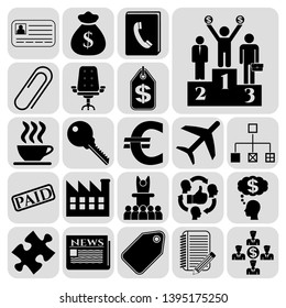 Set of 22 business icons or symbols. Collection. Flat design. Vector Illustration.